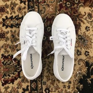 All white leather Superga sneakers! Never worn.